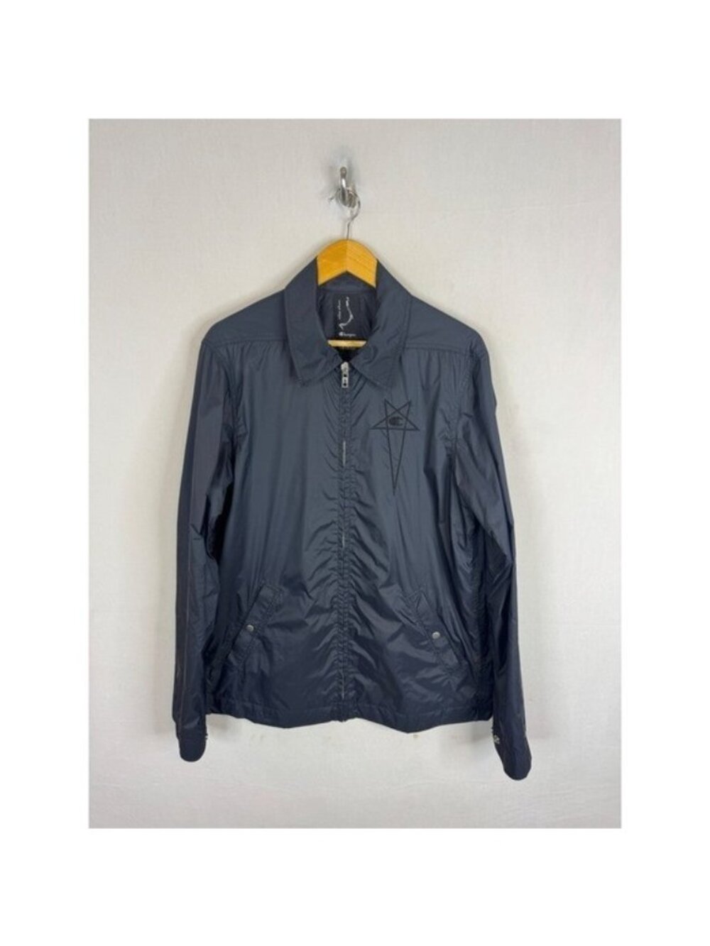 Rick Owens Champion Black Nylon Pentagram Windbreaker Jacket Men M Italy